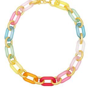 Multi Resin Oval Links Collar Necklace